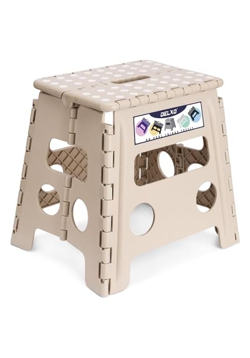 Delxo Office Step Stool, 13 inch Non-Slip Foldable Stools for Adults Up to 300 LBS, Step Stool wi...