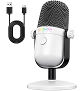 Gaming Microphone with Noise Cancellation &amp; Mute Button, USB Condenser Mic for Streaming/Recordin...
