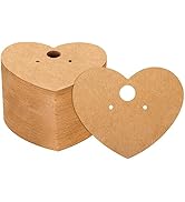 joycraft 100Pcs Earring Cards, 2.36"x2" Brown Heart Earring Display Cards, Kraft Paper Hanging Je...