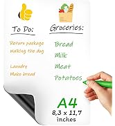 Magnetic Whiteboard for Fridge 8.5x12 inch A4 - Magnetic Dry Erase Board - Magnetic White Board f...