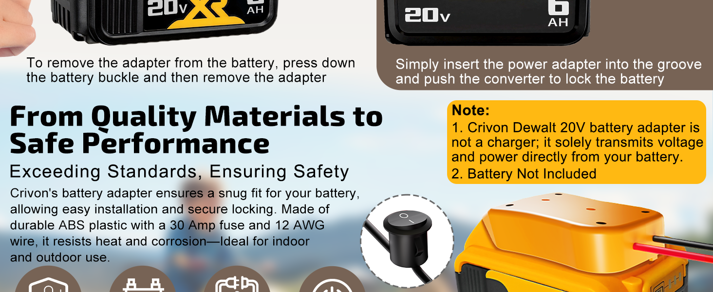 Dewalt 20V Battery Adapter for Power Wheels Battery Upgrade Conversion Kit with Switch