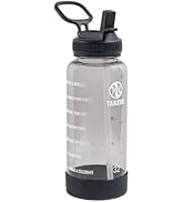 Takeya 32 oz Motivational Water Bottle with Straw Lid with Time Marker, Premium Quality BPA Free ...