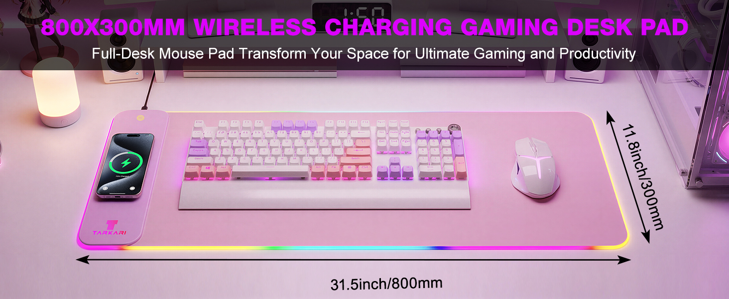 TARKARI Magnetic Wireless Charging RGB Mouse Pad
