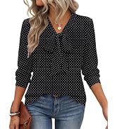 Zeagoo Blouses for Women Bow Tie Neck Chiffon Long Sleeve Shirt Work Tops | Business casual outfi...