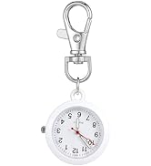Veemoon Clip on Pocket Watch,mini Clock Keychain Portable Badge Watch for Nurses Doctors Chefs Ch...
