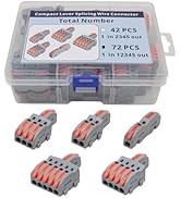 YQSIYU 72 Pcs Lever Nut WireConnectors 1 in 1,2,3,4,5 Out Compact Lever Splicing Wire Connectors ...