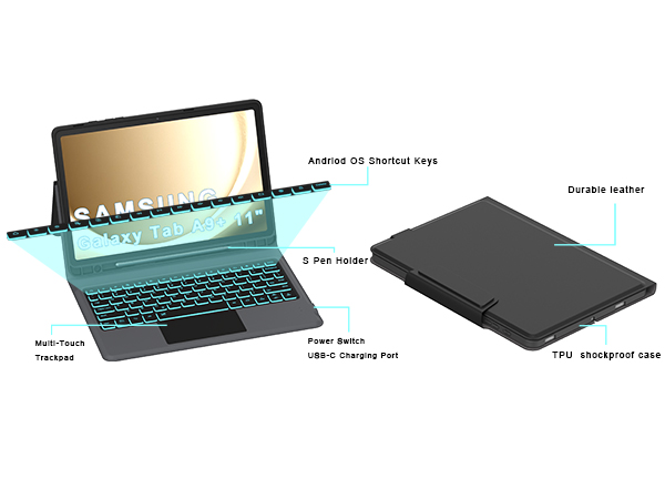 samsung galaxy tab A9 Plus keyboard case