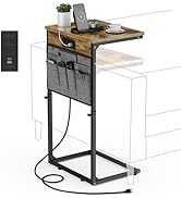 Vagusicc C Shaped End Table with Charging Station, 31