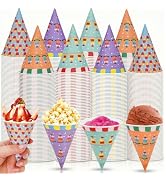 Cididu 400 Pack Snow Cone Cups, 3.7 Oz Paper Water Cups for Shaved Ice, Wax Coated Cone Paper Cup...