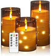 kakoya Flameless LED Candles with Timer 3 Pc Flickering Flameless Candles for Romantic Ambiance a...