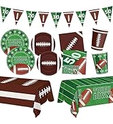 99 Pcs Football Party Supplies Sets, Includes Touchdown Dinner Plates, Dessert Plates, Napkins, R...