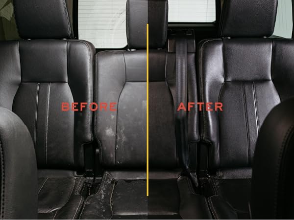 before and after, leather honey