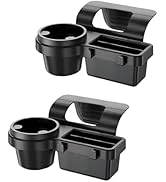 GDQ 4-in-1 Car Window Organizer (2 Pack) - Clip-On Cup Holder &amp; Phone Mount with Hooks | No Drill...