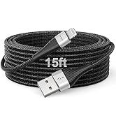 Extra Long iPhone Charger Cord 15FT [Apple MFi Certified] USB A to Lightning Cable Braided Fast C...