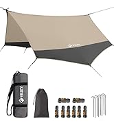 Villey Waterproof Camping Tarp, 13x11.5Ft Hammock Tent Rain Fly Heptagonal Tarp-Portable Camping ...