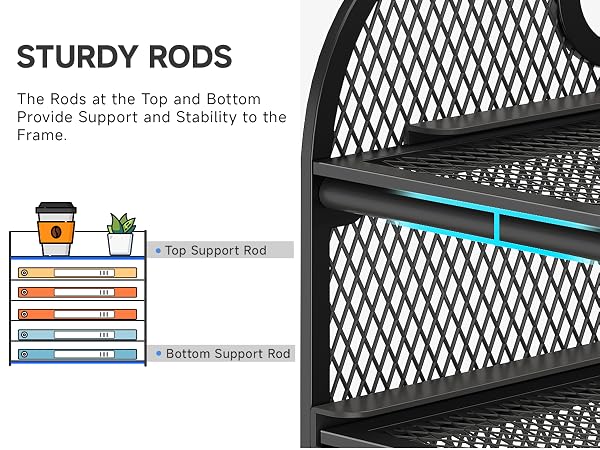 This document organizer features sturdy rods, offering strong support.