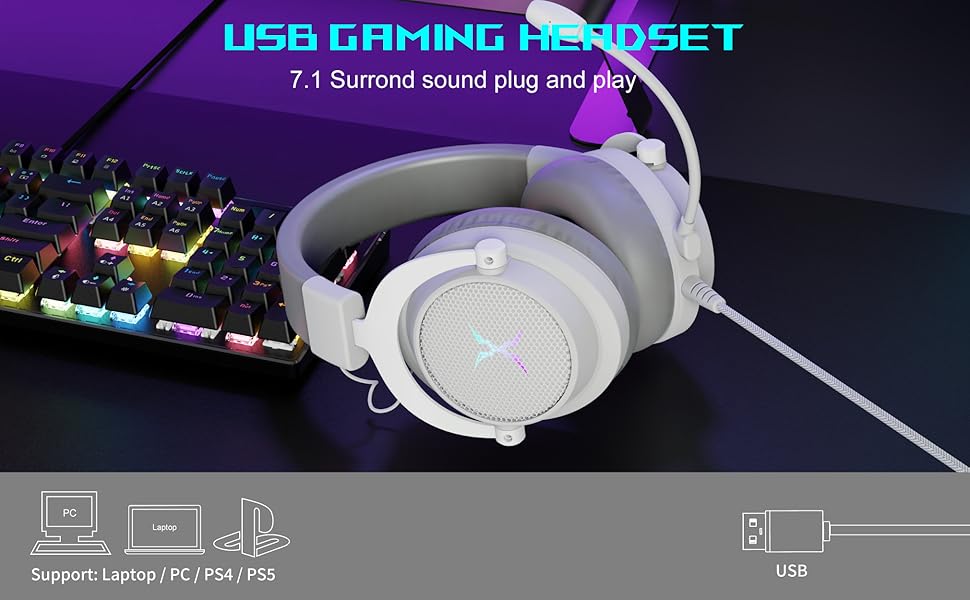 USB Gaming Headset, plug and play