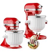 Ice Cream Maker Attachment for KitchenAid Stand Mixer, Fits 4.5Qt and Larger KitchenAid Mixers, 2...