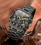 OLEVS Watches Men Chronograph Waterproof Rectangle Face Moon Phase Stainless Steel Strap Dress Wa...