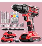 KELNOW Drill, 21V Cordless Drill with Dual 2.0Ah Power Pack and Charger, Electric Power Drills Se...