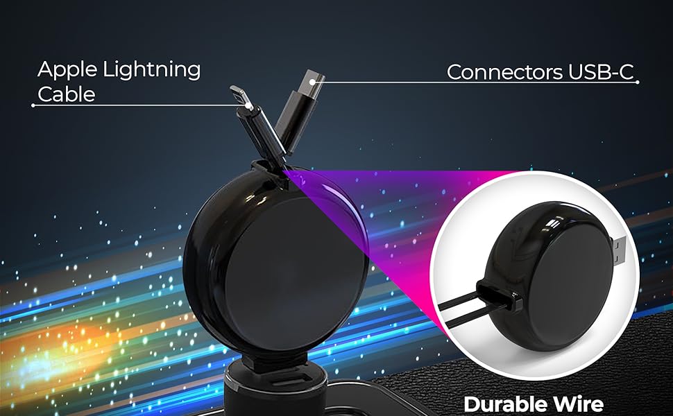 retractable iphone charger cord