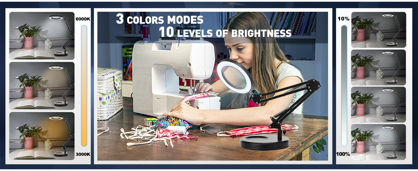 10X Magnifying Glass with Light and Stand