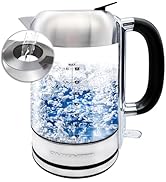 OVENTE Electric Kettle with 1.8L Borosilicate Glass, 1500W Instant Water Boiler and Heater for Co...