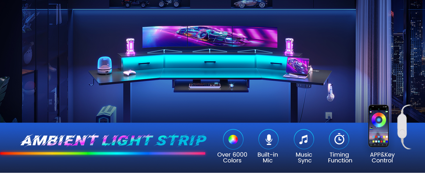gaming desk with led lights