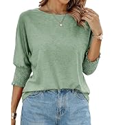 Dokotoo Women's 2026 Fashion Tops 3/4 Sleeve T-Shirts Cute Crewneck Basic Business Tees Blouses