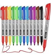 craftinova Fine Point Permanent Markers Assorted Colors 12 Pcs, Fine Tip Works on Paper, Glass, P...
