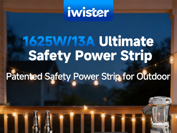 Outdoor Power Strip, 5 Ft, 1625W/13A IPX6 Waterproof, for Courtyard, Garage, Workshop, Camping, RV