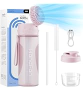 HandFan Transparent Tumbler with Smart Fan - 24 oz Insulated Coffee Tumbler with 2000 mAh Battery...