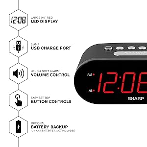 USB fast charge basic clock alarm simple easy to use