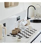 Ohocut Checkered Dish Drying Mat for Kitchen Counter, Coffee Bar, Coffee Station Accessories, Ret...
