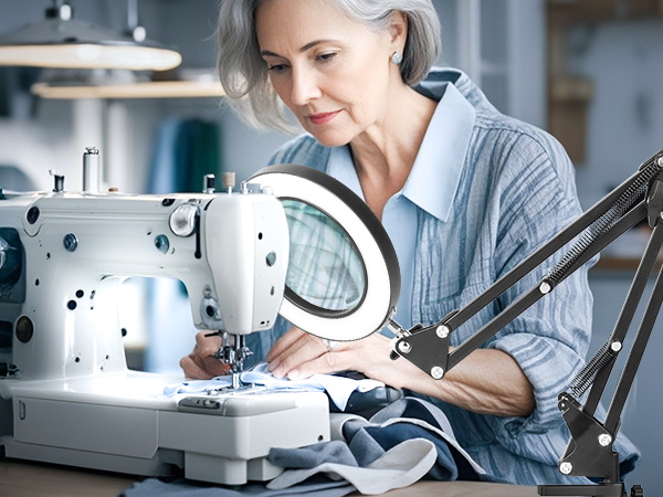 Sewing lighted magnifying glass with stand for crafts professional magnifying desk lamp