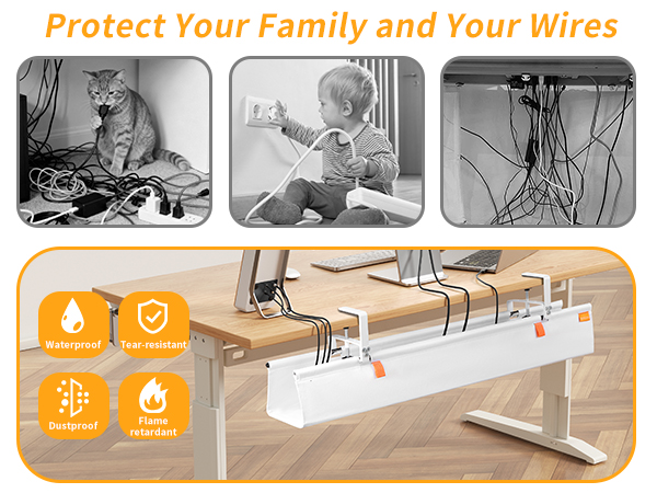 No Drill Under Desk Cable Management Tray