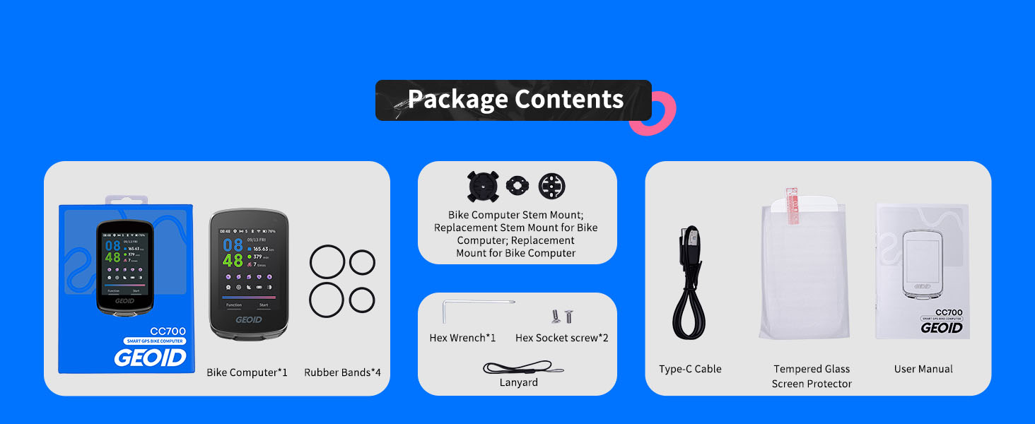 GEOID CC700 2.8‘’ Color Screen Bike/Cycling Computer Wireless - Route Navigation Re-Route Planing