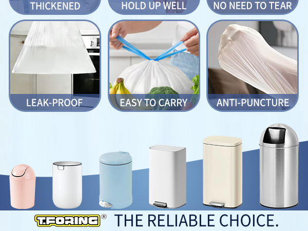 Small Trash Bags 4 Gallon with Drawstring White Plastic Garbage Bags