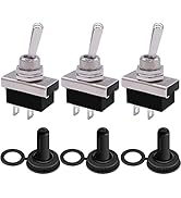 weideer 3Pcs Waterproof Toggle Switch 12V 25A 2 pin 2 Position SPST ON/Off Toggle Switch with Wat...