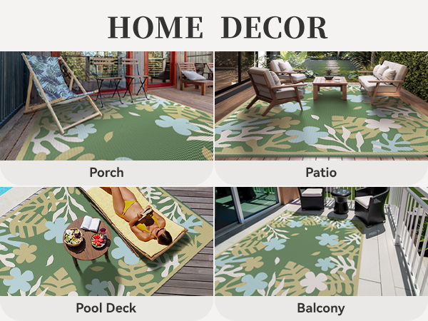 Outdoor Patio Rug Waterproof Outdoor Porch Rug Outdoor Rug for Pool Deck Outside Rug Balcony Rug