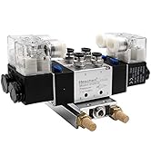 Heschen Electrical Pneumatic Twin Solenoid Valve 4V220-08 24VDC PT1/4 5 Way 2 Position Manifold B...