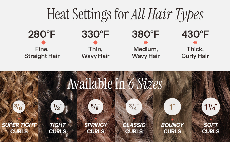 Tight Culrs, Classic Curls, Bouncy Curls, Soft Curls