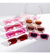 Pibupibu 8 Pack Ombre Pink Rectangle Sunglasses for Women Bulk, Retro Small/Chunky Rectangle Glas...