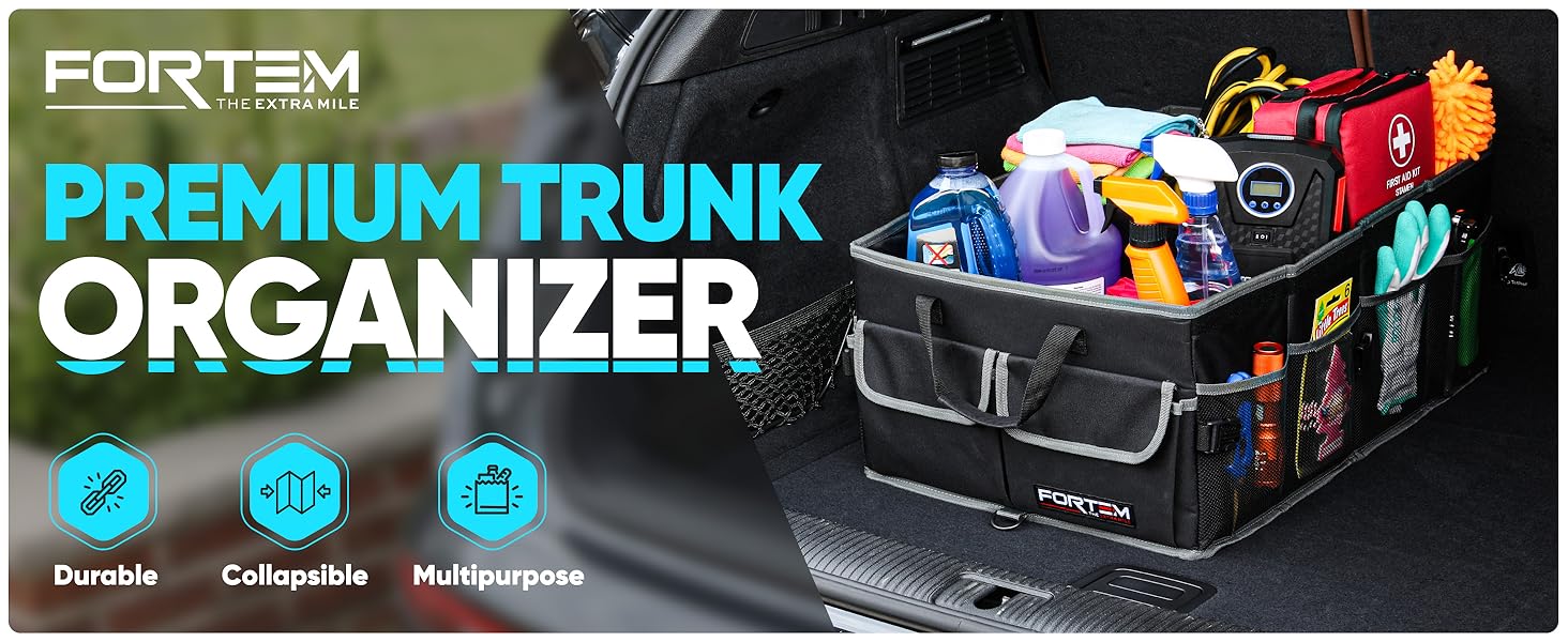 FORTEM Trunk organizer for car, strong, durable, multipurpose, quality