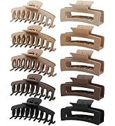 10 PCS Large Hair Claw Clips for Thick Hair, 4.1 Inch Matte Big Hair Clips for Women, Neutral Col...