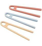 Evenpop 3 Pcs Silicone Mini Tongs 5.5 Inch 3 Colors Small Toddler Tongs, Silicone Toddler Tongs f...
