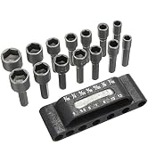 Power Nut Driver Bit Set 14 Pcs Quick-Change Hex Shank Set Socket Screwdriver Wrench Standard Met...
