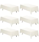 Fixwal 6 Pack Ivory Table Cloth, 70 x 120 Inch Polyester Fabric Tablecloths Rectangular, Table Co...
