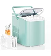 DUMOS Countertop Ice Maker with Handle, 26lbs/24H Portable Ice Machine, 9 Bullet Ice Cubes Ready ...