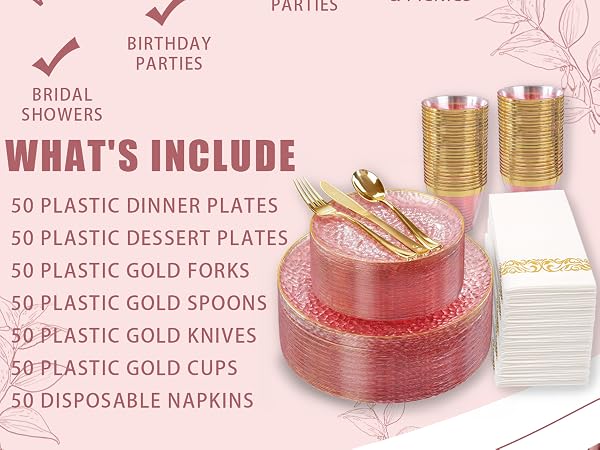 350 pcs gold dinnerware set